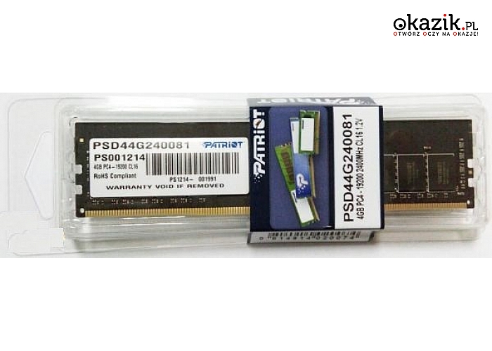 Patriot: DDR4 SIGNATURE 4GB/2400MHz CL15 1.2V