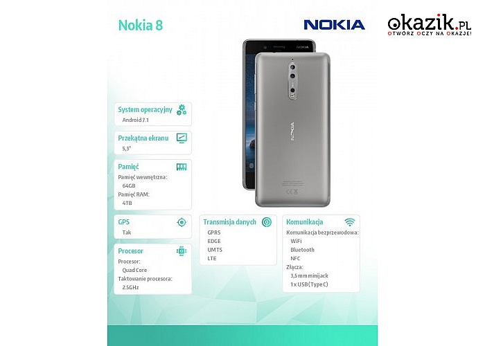 Nokia: 8 Dual Sim Steel (szary)