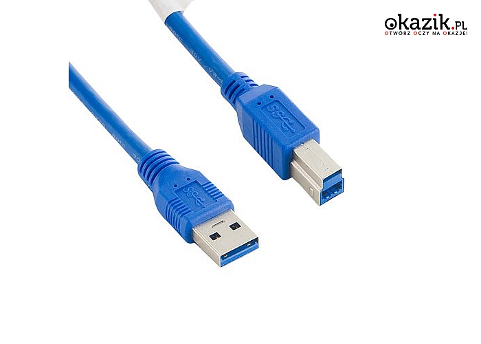 4world: Kabel USB 3.0 AM-BM 2,0m niebieski