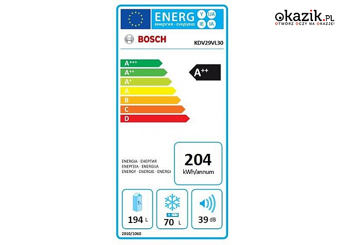 Bosch: KDV29VL30 Chłodziarko-zamrażarka