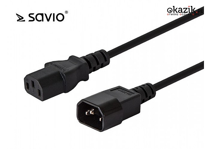 Elmak: SAVIO CL-99 Przedłużacz kabla zasilającego C13/C14; 1,2m