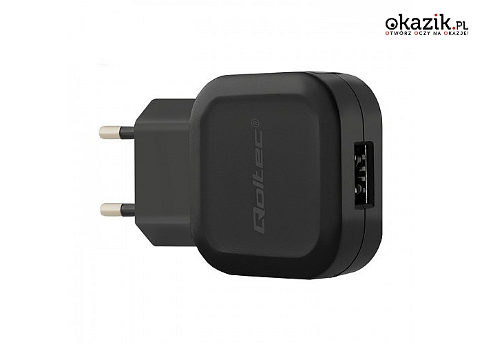 Qoltec: Ładowarka sieciowa 12W | 5V | 2.4A | USB + kabel Micro USB