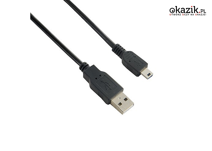 4world: Kabel USB 2.0 mini 5pin (typ Canon) | A-B M/M | 1,8m | czarny