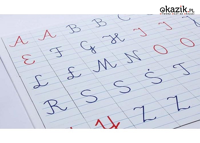 Alfabet magnetyczny MONTESSORI -literki pisane, Komplet pomocny w nauce pisania oraz czytania