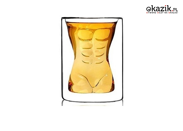 Kusząca szklanka z wgłębieniem w kształcie męskiego ciała