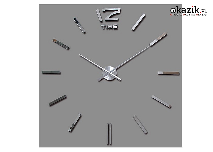 Duży nowoczesny zegar ścienny efekt lustra diy 3d, 70-100cm