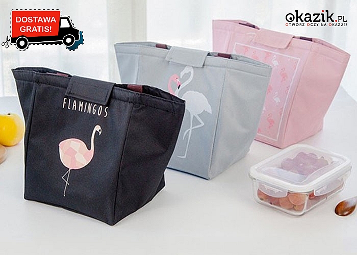 Hit na wiosnę! Modna torba termoizolacyjna z flamingami! Najwyższa jakość!