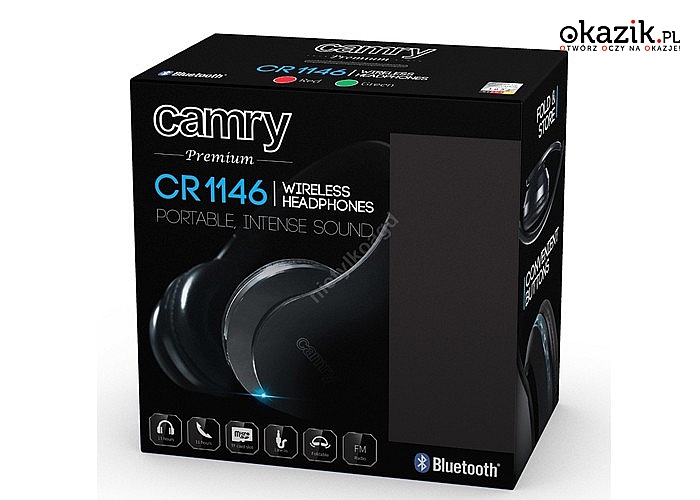 Bezprzewodowe słuchawki Camry CR1146 z technologią Bluetooth z funkcją rozmowy