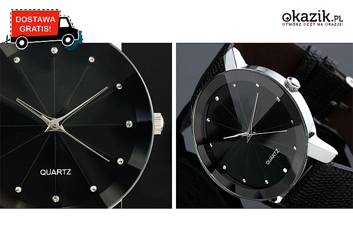 Męski czarny klasyczny zegarek na pasku. Modny i ponadczasowy design (29.90 zł)