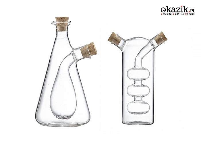 Designerska butelka  2 w 1. Dozownik na ocet oraz oliwę- eleganckie i praktyczne rozwiązanie