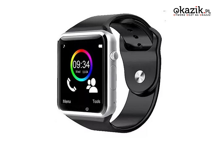 Smartwatch A1 ,zegarek kompatybilny  z systemami iOS oraz Androidem. Posiada wbudowany bluetooth oraz kamerę