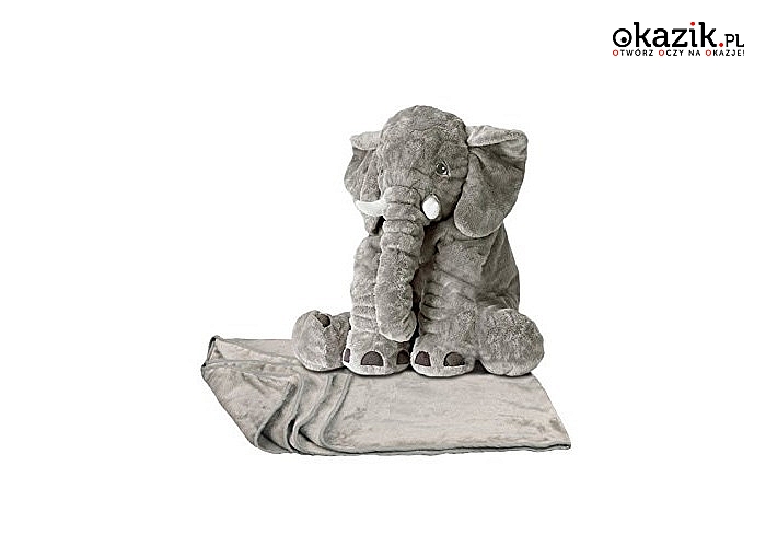 Poduszka pluszowy słoń idealna do zabawy, jak i do drzemki słodkiego maluszka