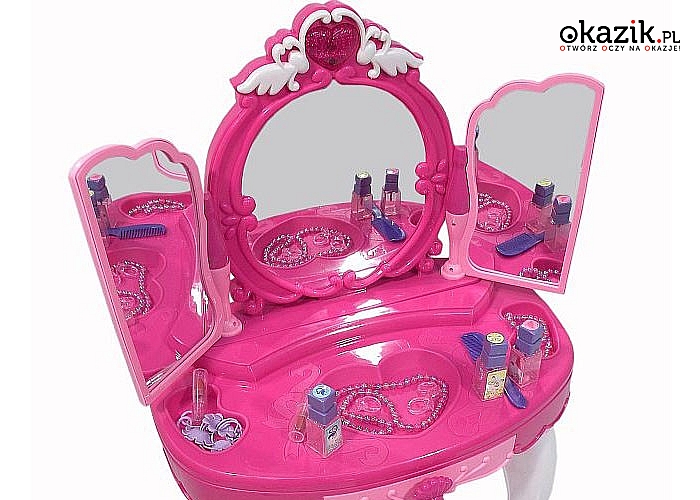 Toaletka dla dziewczynki wraz z pilotem, różdżką oraz lustrem