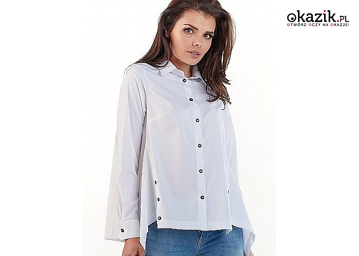 Damska Koszula jej uniwersalny krój sprawia że atrakcyjnie wygląda zarówno z jeansami jak i spodniami wyjściowymi