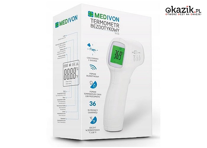Termometr medyczny, bezdotykowy dla dzieci Medivon! Model TB-08!