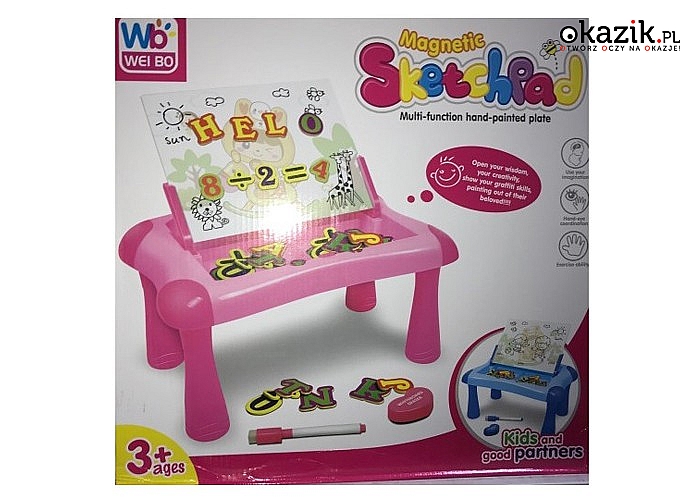 Stolik z tablicą magnetyczną kreatywna zabawka, rozwijająca i dająca wiele radości dziecku