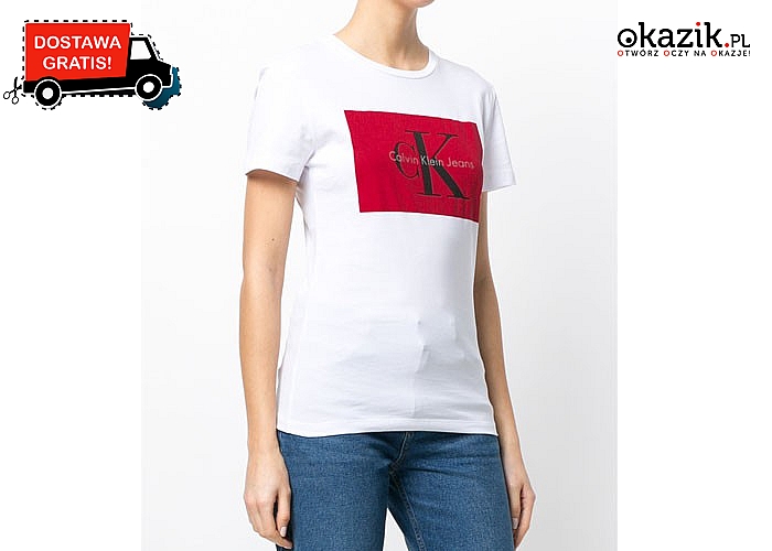 Damski T-shirt logowany marką Calvina Kleina