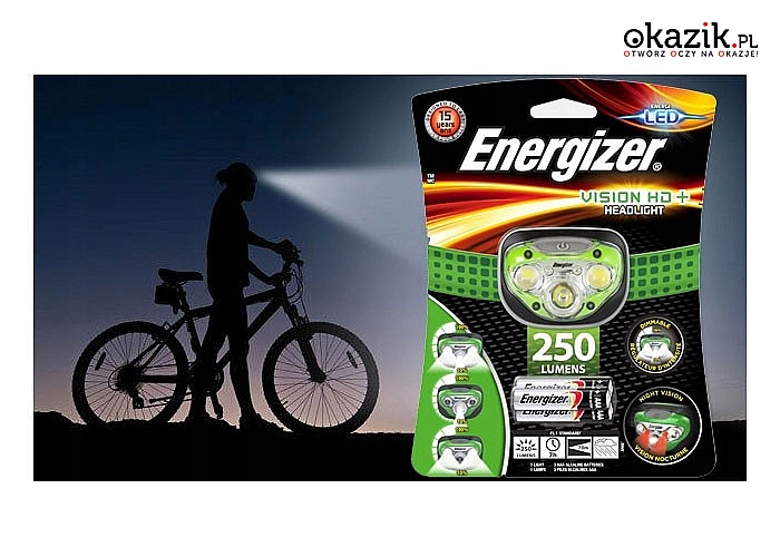 ENERGIZER VISION HD+ LATARKA CZOŁOWA 3LED! Renomowana niemiecka firma!