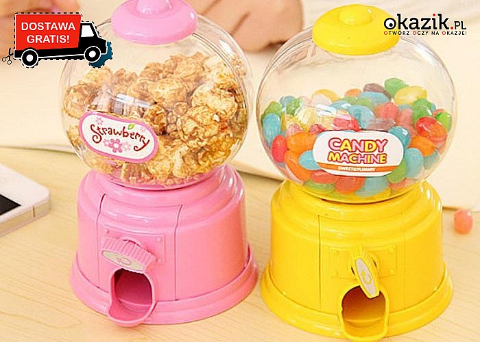 Zaskocz swoich znajomych słodką zabawką! Automat idealny na biurko czy też do kuchni!