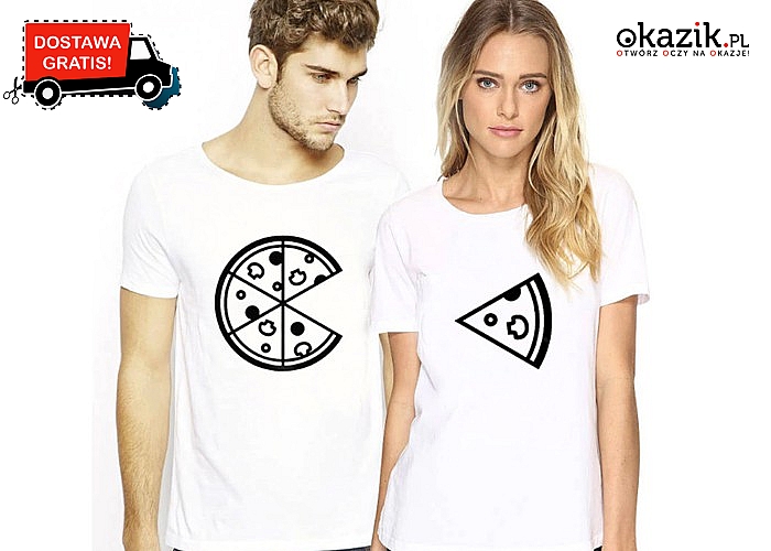 Skompletuj ze swoim partnerem całą pizzę! Świetne koszulki dla par!