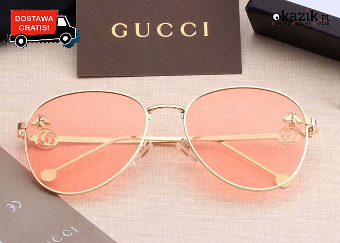 Absolutny HIT! Damskie okulary przeciwsłoneczne Gucci! Podkręć letnią, plażową stylizację!
