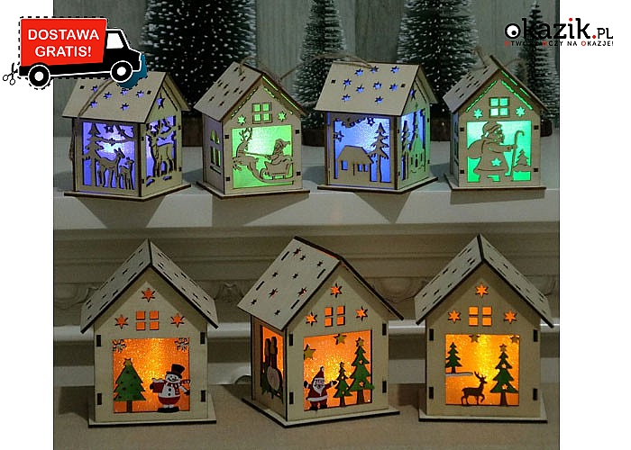 Przepiękna ,świąteczna dekoracja! Świecący domek ze świecą LED w środku!