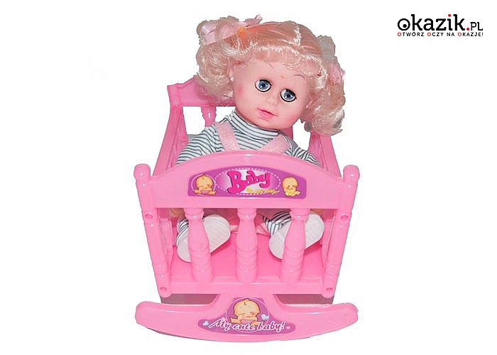 Kołyska dla lalki, z lalką w zestawie, Zabawka która zachwyci każdą dziewczynka. Doskonale sprawdzi się jako prezent