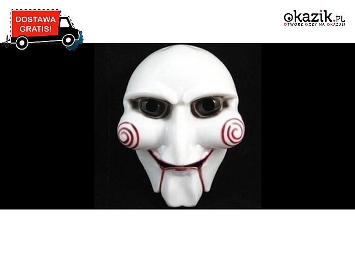 Maska z kultowego filmu „Piła” - idealna na Halloween, bale maskowe itp. Zrób wrażenie!  Wysyłka GRATIS! (19.90 zł)