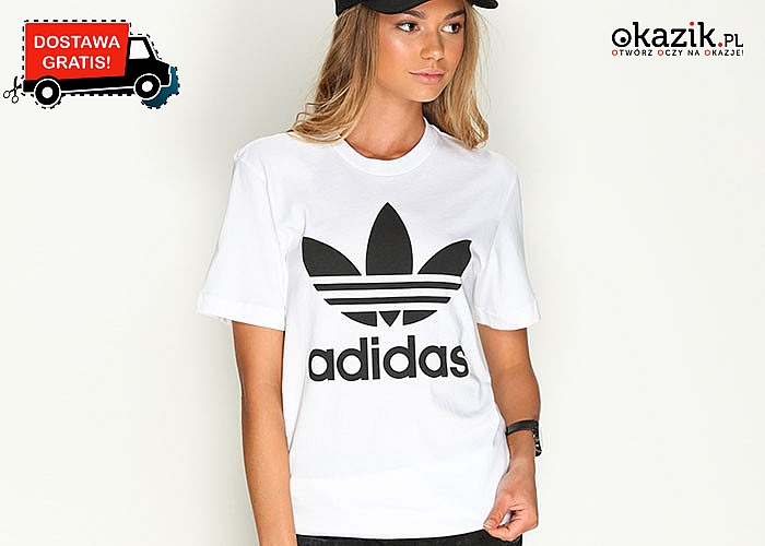 Powrót do korzeni! Damski t-shirt Adidas z dużym logo na przodzie!