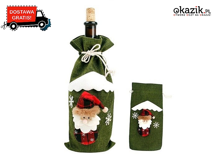 Absolutna okazja! Dekoracyjne pokrowce na wino w świątecznych wzorach!