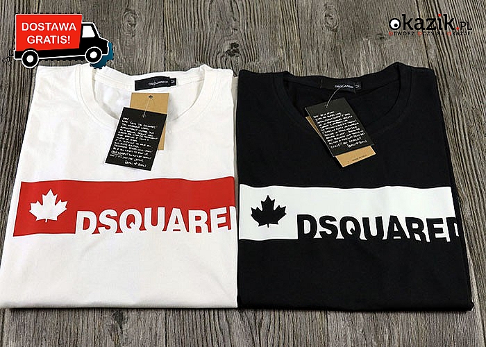Moda z najwyższej półki! Unikatowe t-shirty Dsquared2! W dwóch kontrastowych kolorach do wyboru.