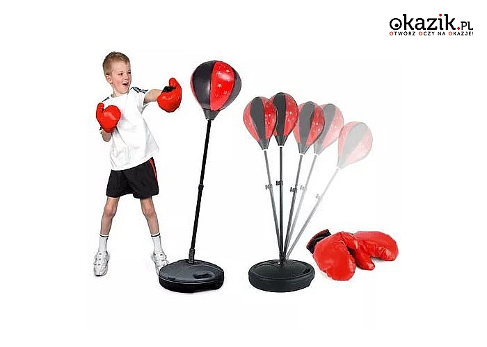 Zestaw dla małego sportowca. Rękawice bokserskie dla dzieci oraz gruszka. Nietuzinkowy prezent dla młodego boksera