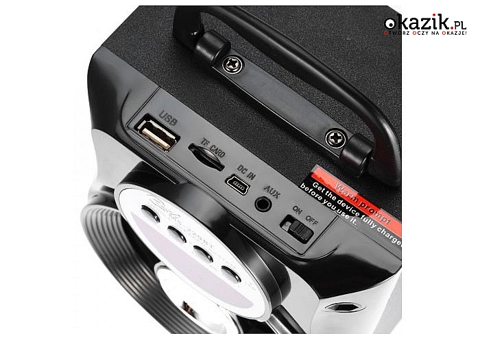 Głośnik bluetooth boombox wyposażony w mp3, wejście na karty SD, radio FM i złącze USB!