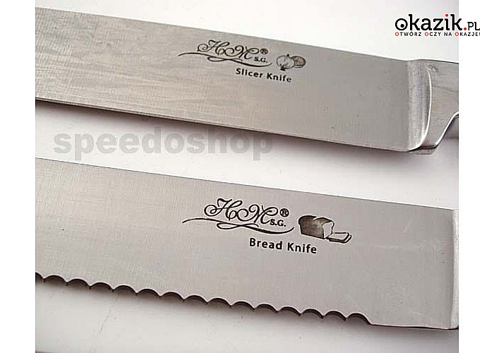 Oryginalny zestaw noży kuchennych Hermann Miller w designerskim bloku!