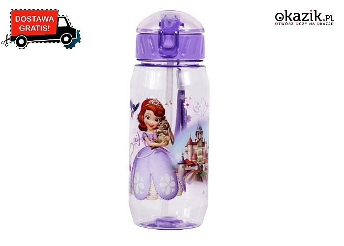 Bajkowa butelka dla dzieci! Disneyowski motyw, ze słomką, w pięciu kolorach do wyboru!