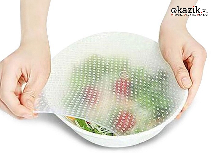 Przykrywki Stretch & Fresh wykonane z elastycznego silikonu kuchennego! Idealne do przechowywania żywności w lodówce!