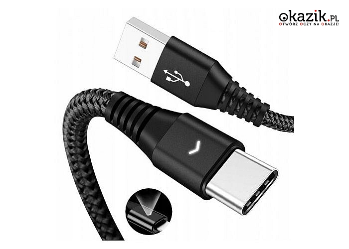 Kabel USB-C quick charge szybkie ładowanie 120cm