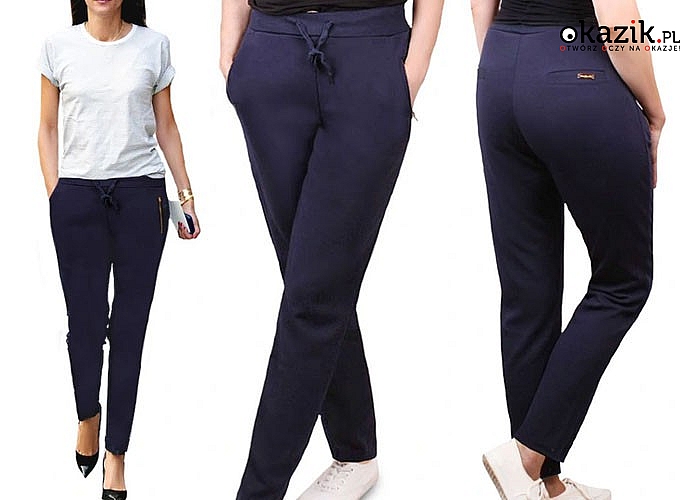 Uniwersalne, sportowe spodnie damskie w większym rozmiarze! Cosualowy model na każdą okazję!