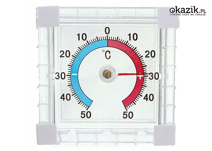 Przyklejany termometr zewnętrzny. Zakres temperatur od -50°C do +50°C!