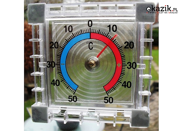 Przyklejany termometr zewnętrzny. Zakres temperatur od -50°C do +50°C!