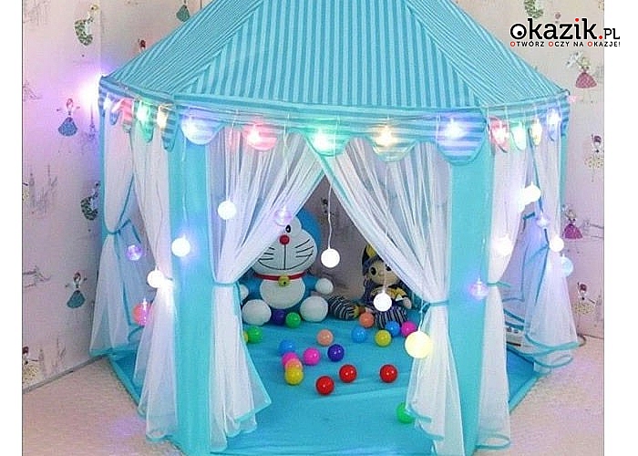 Namiot ogrodowy dla dzieci! Szybki w montażu, z dekoracyjną firanką!