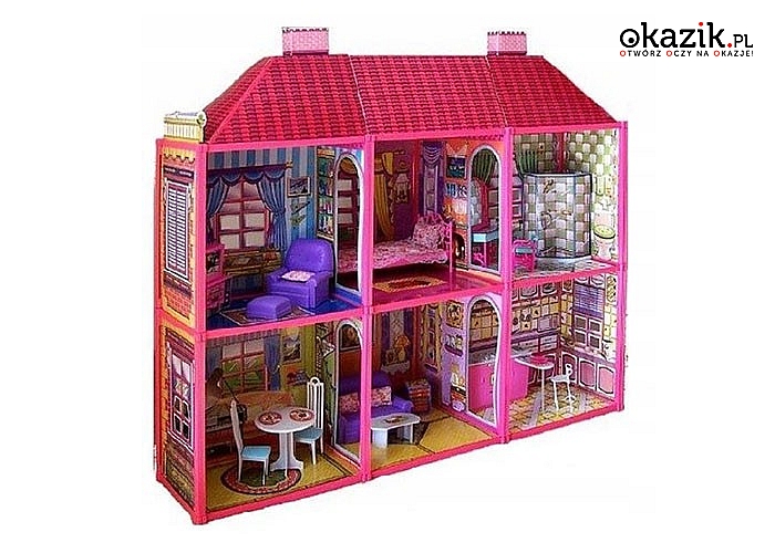 Duży domek z mebelkami dla lalek Barbie. Wymarzona zabawka, któtra zapewni dziecku wielogodzinna zabawę!!!