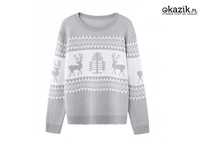 Ciepły, świąteczny sweterek damski! Idealny na długie, zimowe wieczory! Poczuj klimat świąt!