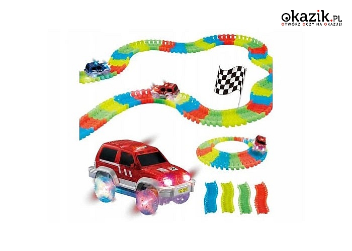 świecący tor wyścigowy 228 lub 360 elementów z autkiem w zestawie. Magik Track zapewni dziecku wspaniałą zabawę!!!
