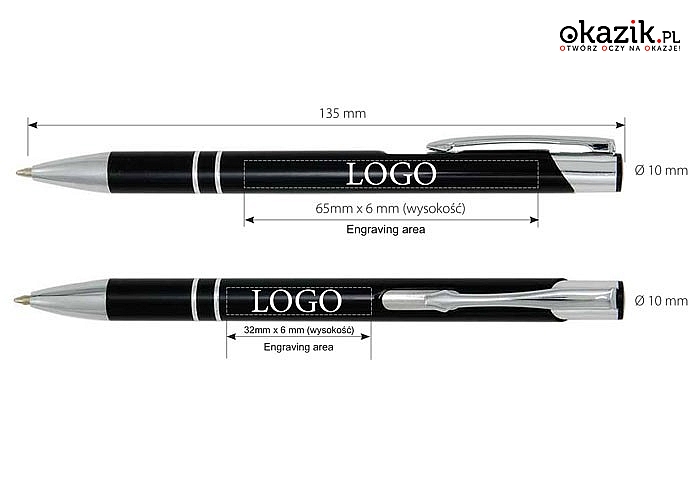 Długopis reklamowy COSMO + grawer laserowy! Wysoka jakość i trwałość znakowania laserem! 30, 50 lub 100 sztuk!