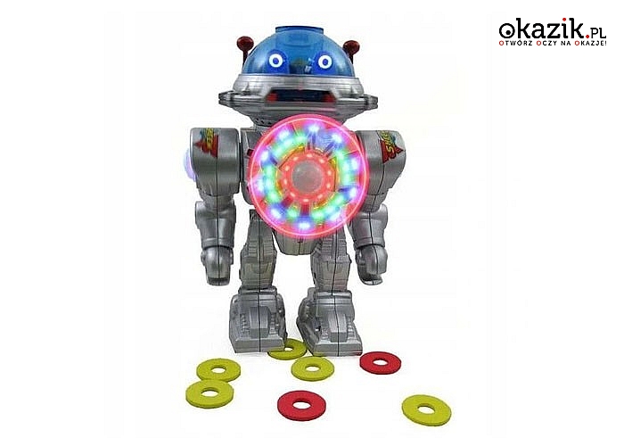 Chodzący robot z efektami świetlanymi i dźwiękowymi, idealna zabawka dla małych miłośników techniki
