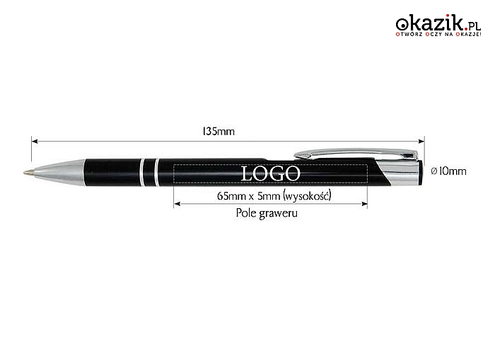 Długopis reklamowy COSMO + grawer laserowy! Wysoka jakość i trwałość znakowania laserem! 30, 50 lub 100 sztuk!
