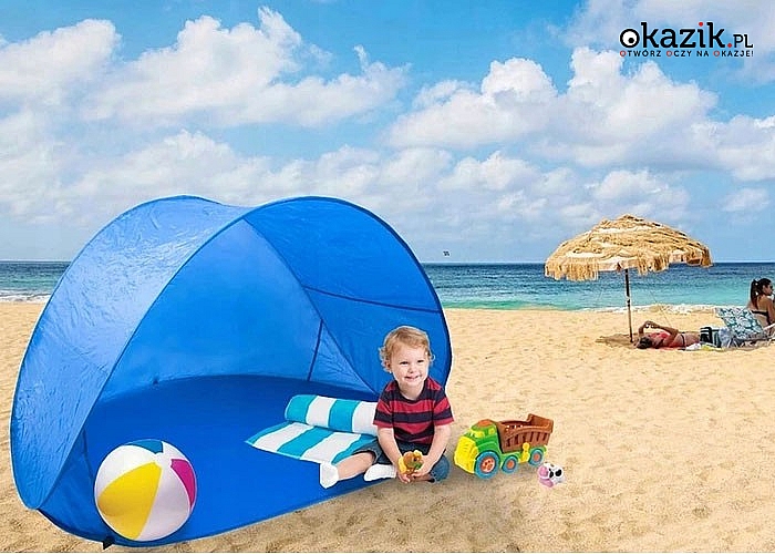 Samo rozkładający się namiot idealny na plaże by schronić się przed słońcem lub wiatrem