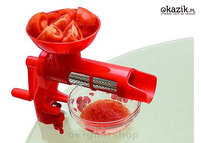 Maszynka do przecierania pomidorów pomaga szybko przygotować świeże, naturalne przeciery, koncentraty, soki