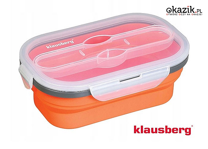 Jednokomorowy lunchbox 800ml KLAUSBERG w komplecie z łyżko-widelcem